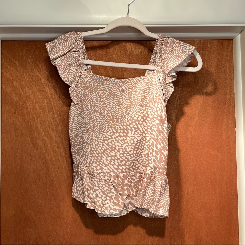 Express Leopard Print Tie-Back Peplum Top, Size S, Never Worn